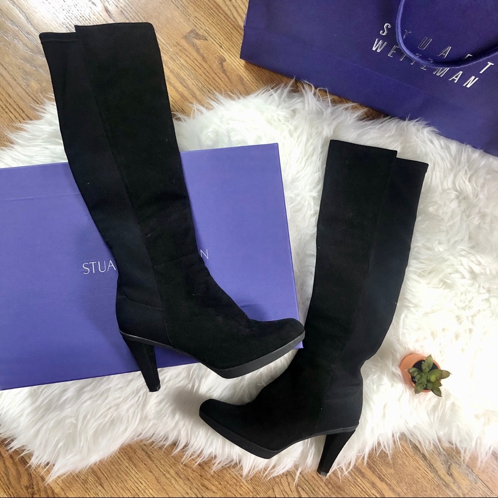 STUART WEITZMAN Demi style black suede boots